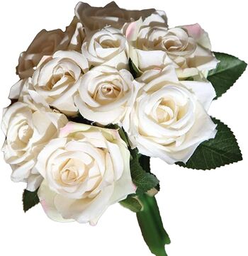 Bouquet de fleurs artificielles à 9 têtes de rose en soie 4