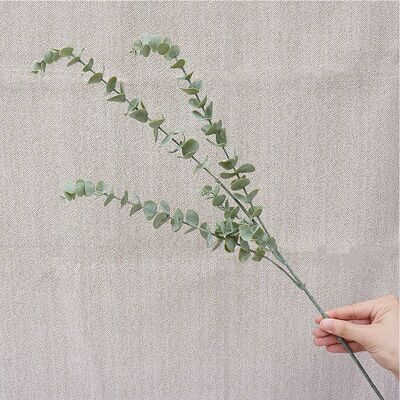 Artificial Soft Rubber Flower Eucalyptus Grass Plant Fake Plastic Leaf Christmas, Party Decoration 3 Forks