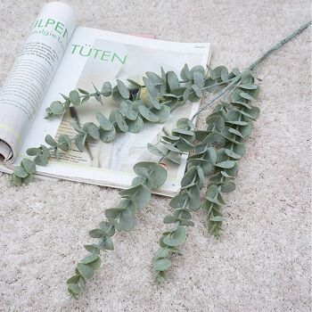 Fleur en caoutchouc souple artificielle Eucalyptus herbe plante fausse feuille en plastique noël, décoration de fête 3 fourchettes 4