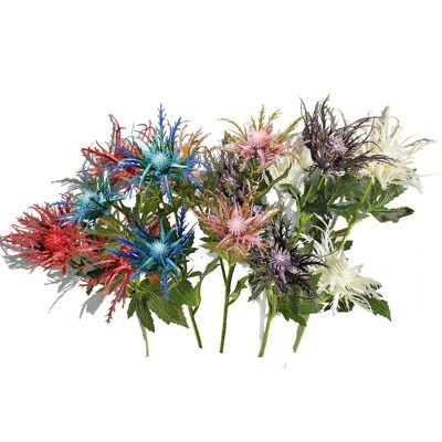 Eryngium Sea Holly Thistle Artificial Flowers (3 Head Stem)