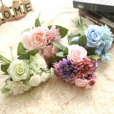 Factory Wholesale Rose Dahlia Bouquet Simulation Flower