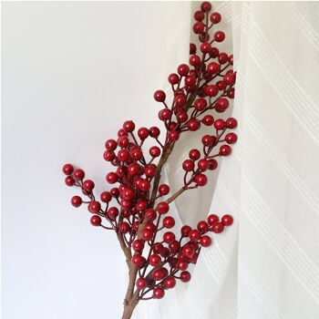 INS Wind Holly Red Berry Fruit Fleur Artificielle Tige Unique 77cm Longue Branche 2