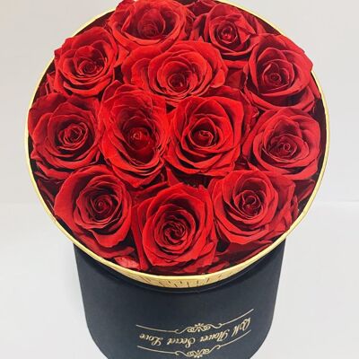 Boîte en tissu de fleurs fraîches naturelles de roses préservées avec 12 pièces de roses