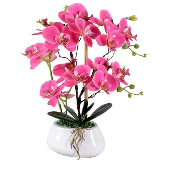 Simulation Fleur Phalaenopsis Set Céramique Pot Bonsaï