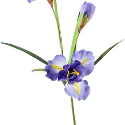 Single Branch 3 Headed Artificial Iris Flowers with Long Stems