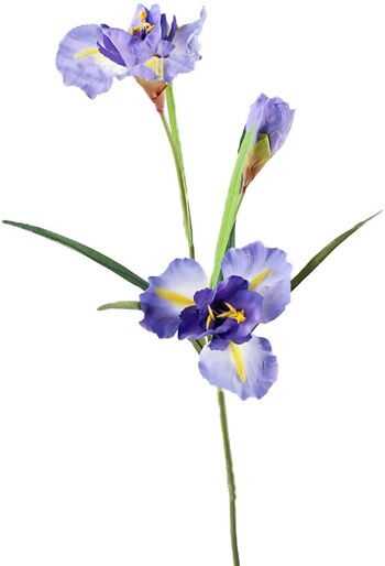 Fleurs d'iris artificielles à une seule branche à 3 têtes avec de longues tiges 1