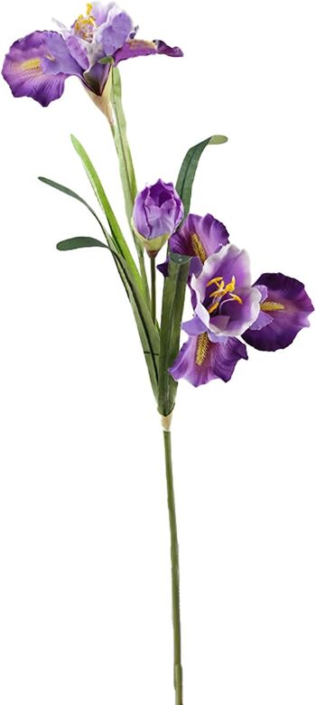 Fleurs d'iris artificielles à une seule branche à 3 têtes avec de longues tiges 2