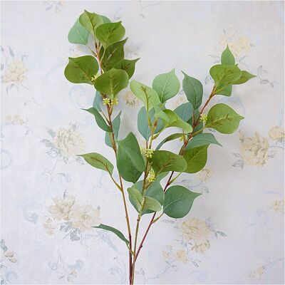 Single Stem 3 Fork 36 Leaves Artificial Nordic Bodhi Leaf Grass Flower Fake Green Plant