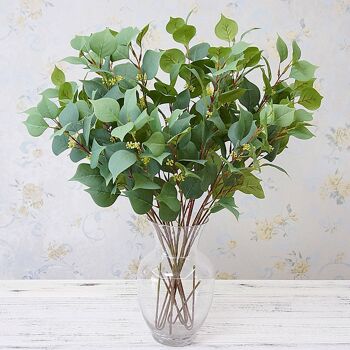Tige unique 3 fourche 36 feuilles artificielle nordique Bodhi feuille herbe fleur fausse plante verte 2