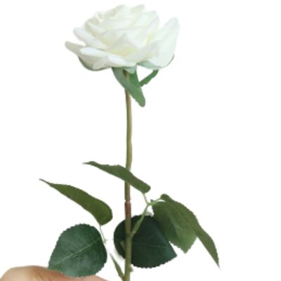 Fleur artificielle rose ouverte à tige unique