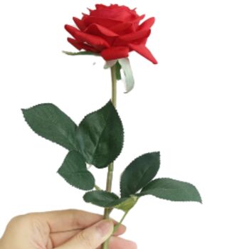 Fleur artificielle rose ouverte à tige unique 2