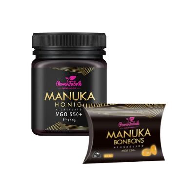 Manuka Honig MGO 550+, 250g, Neuseeland + 10x Manuka Bonbons