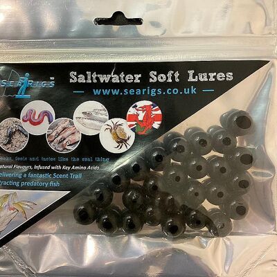 Sea Fishing 12mm Natural Flavoured Attractors Artificial Salmon Eggs 25 Pack - Black Lugworm x50
