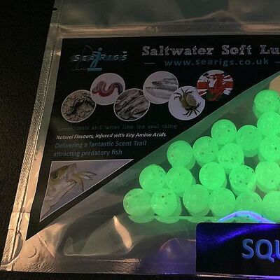 Sea Glow Beads Infused with SQUID Flavour Soft Bait stops 8mm / 12mm - 8mm x 50