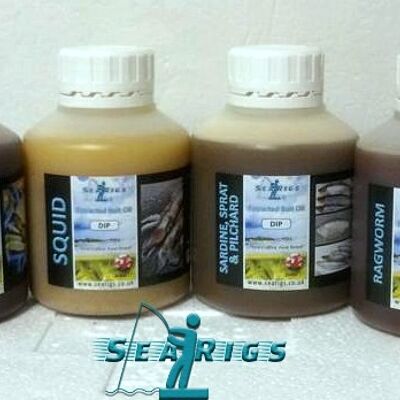 Extracted Natural Bait Oil - PVA Friendly - Super Sticky Saltwater Dip. - SQUID - 250ML