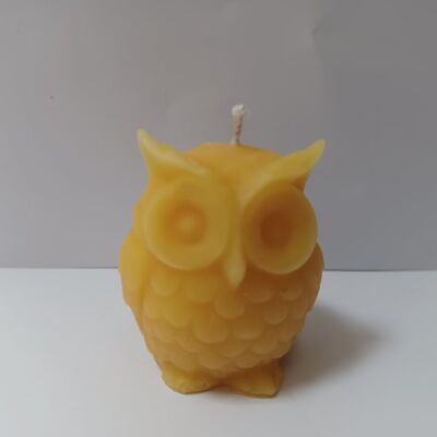 Bougie chouette en cire d'abeillebeeswax-owls-natural