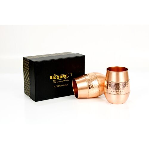 Oval Copper Mid Sequence Glass Set (2 Glasses in a Gift Box)
