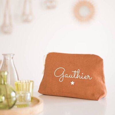 Customizable small star terracotta linen vanity case