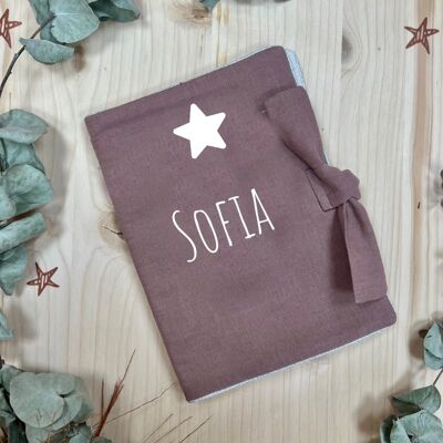 Customizable mauve star linen health book