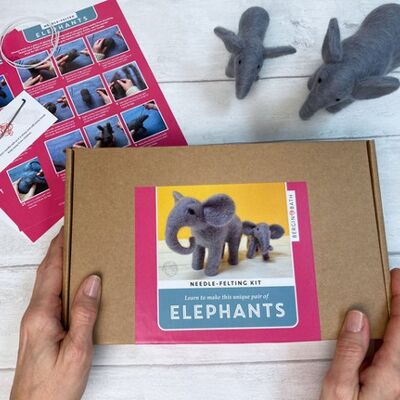 Needle Felting Kit - Elephants
