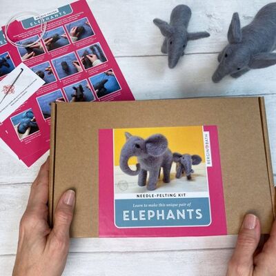 Needle Felting Kit - Elephants
