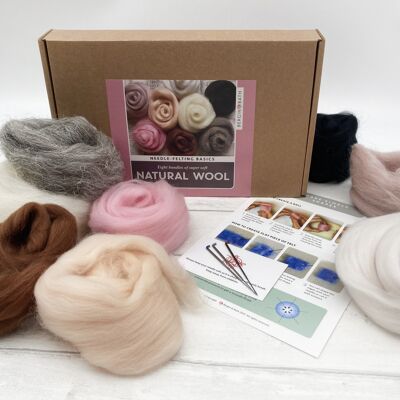 Needle felting starter kit - Natural. 100% wool roving. Felt supplies.