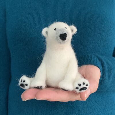 Kit de fieltro de aguja - Oso polar - haz tu propia decoración de oso polar - kit de manualidades para adultos - regalo para mamá