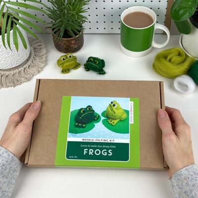 Needle Felting Kit - Frogs. Make TWO funny little frogs!