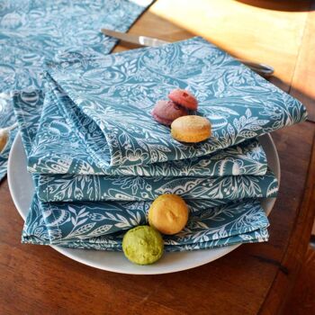 Lot de 4 serviettes Sous-Bois Bleu 5