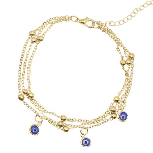 Sevda Evil Eye Chain Anklet | 18K Gold Plated