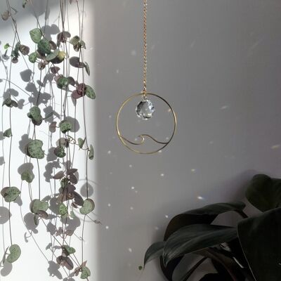 WAVE Mini Suncatcher in brass and glass crystal