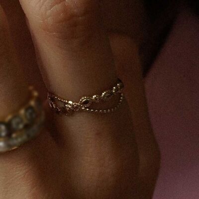 Anillo de acero dos filas cruzadas
