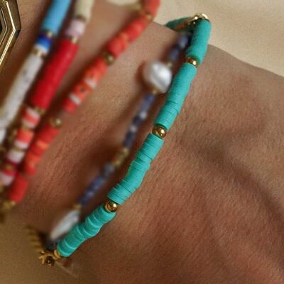 Bracelet acier rondelle gomme et chaine