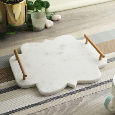 Marble Tray with Brass handles Decorative Serving Tray
