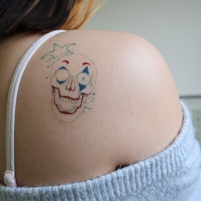Neon skull temporary tattoo