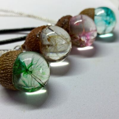 dandelion acorn necklace