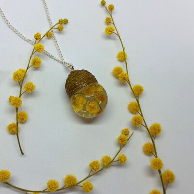 Mimosa acorn necklace