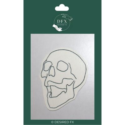 Skull side outlined temporary tattoo b&w