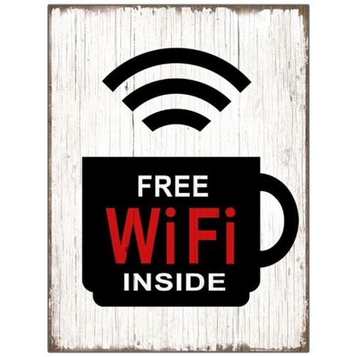 Wooden Wall Plaque Wi Fi 30X40X1cm