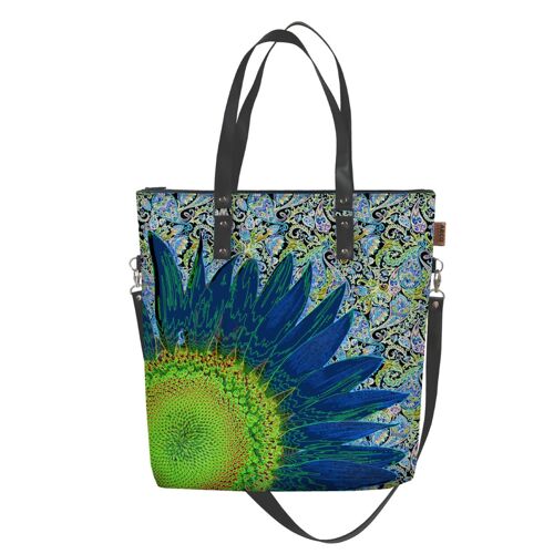 Blue Flower Crossbody Bag In Canvas Maxa Line Bertoni