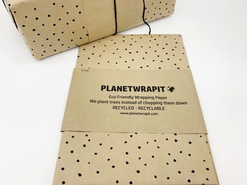 1m Black Dots Recycled Kraft Wrapping Paper
