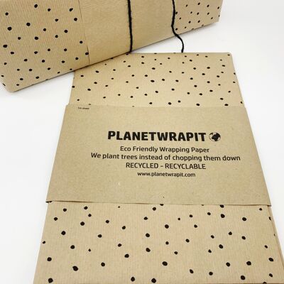 1m Black Dots Recycled Kraft Wrapping Paper