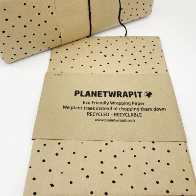 5 m de papier d'emballage kraft recyclé à pois noirs