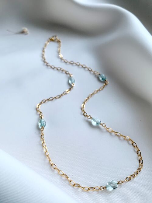 Gold Chain with Aquamarine