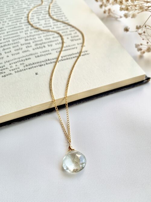 Green Amethyst Pendant Chain Necklace