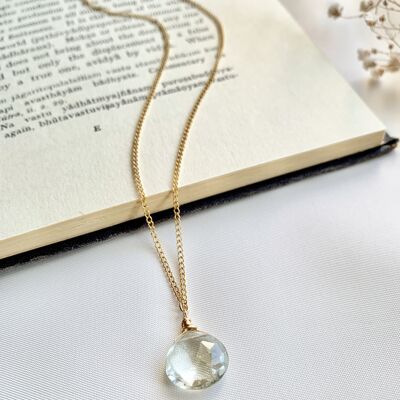 Green Amethyst Pendant Chain Necklace