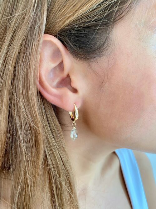 Oval Hoops with Clear Rutilated Quartz