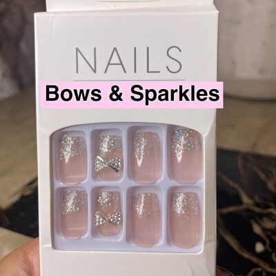 Lux Beauty Nails Bows & Sparkles Style (SOLO 1 IN STOCK!)