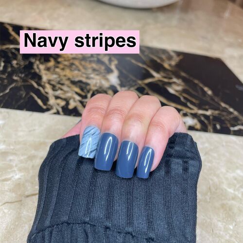 Lux Beauty Nails Navy Stripes Style (ONLY 5 IN STOCK!)