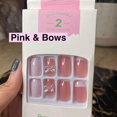 Lux Beauty Nails Pink & Bows Style (SOLO 1 IN STOCK!)